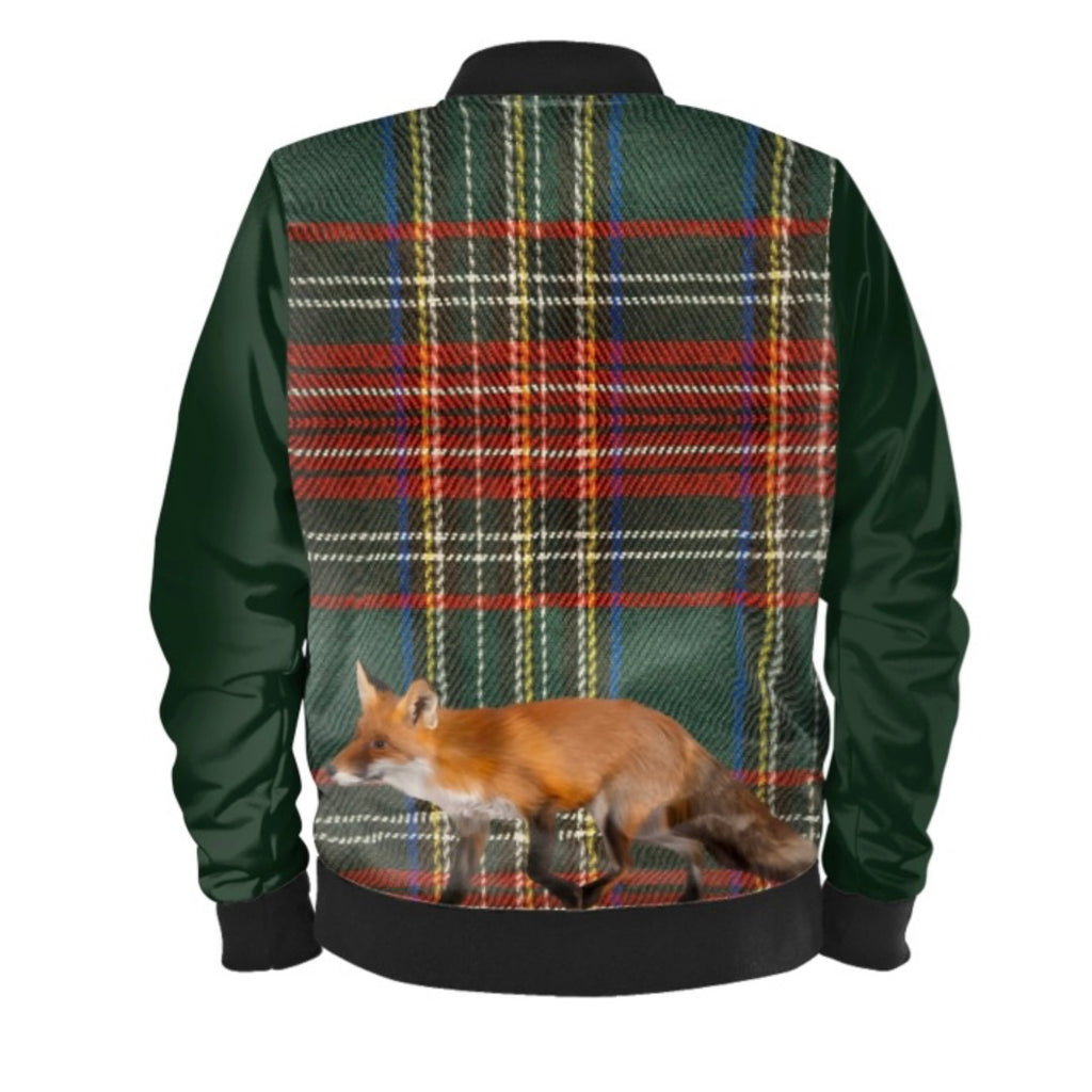Plaid Bomber Jacket With Fox On The Back
