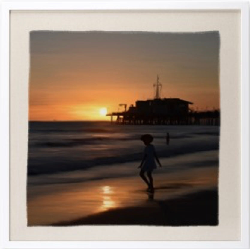 Framed PIcture Of A Girl Dancing On A Beach At Sunset