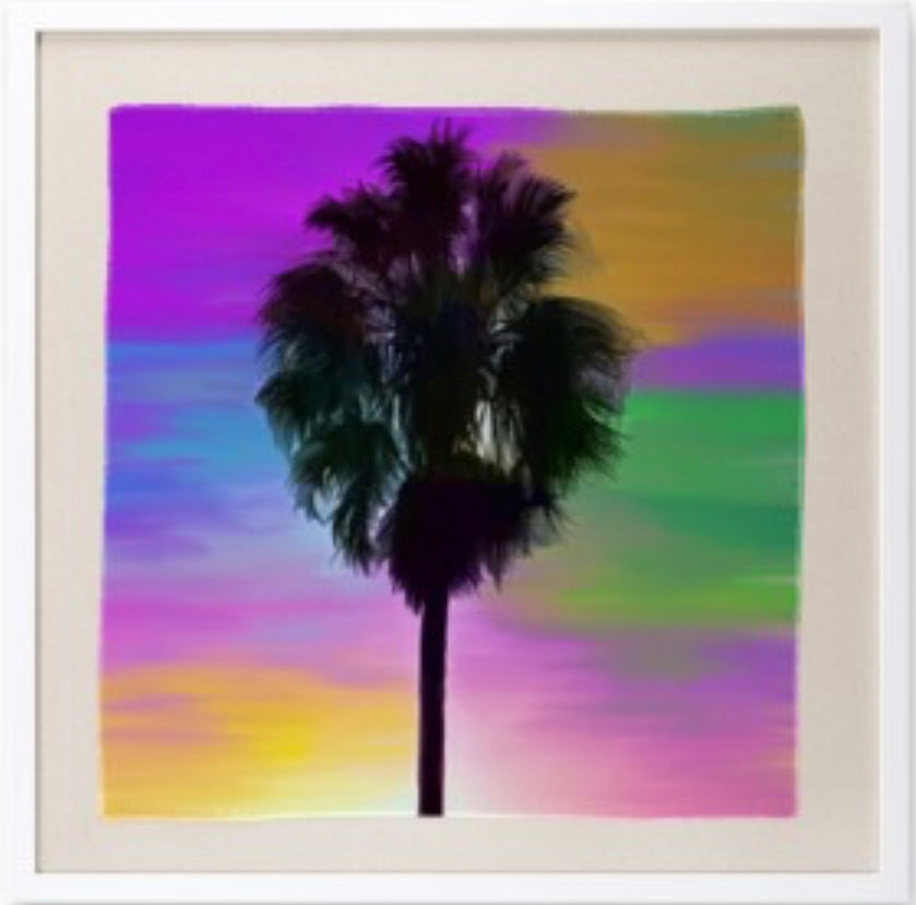 Silk Scarf With Palm Tree And Colorful Background