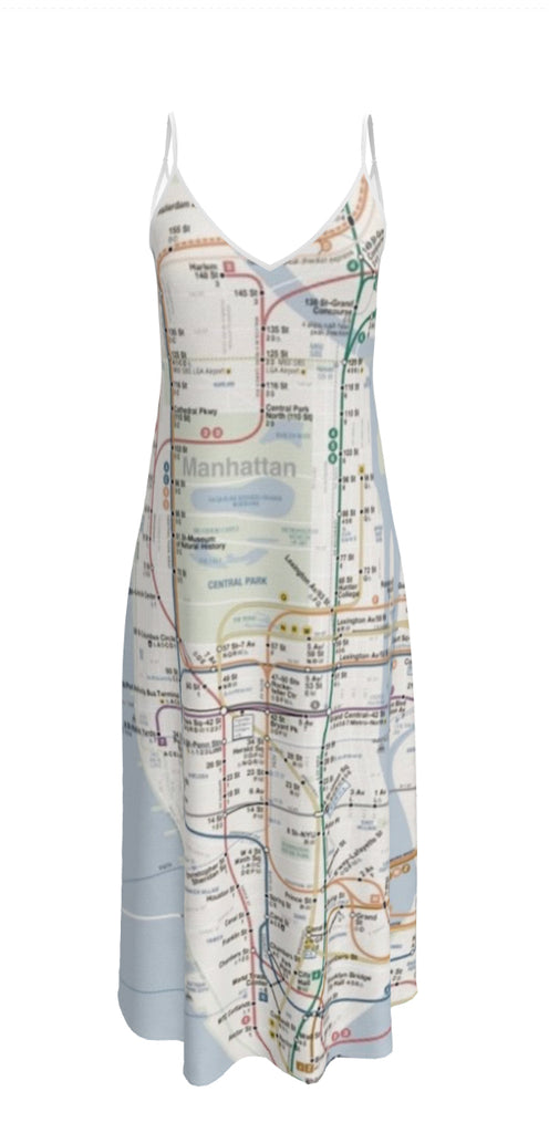 Silk Dress With A Map Of Manhattan On It