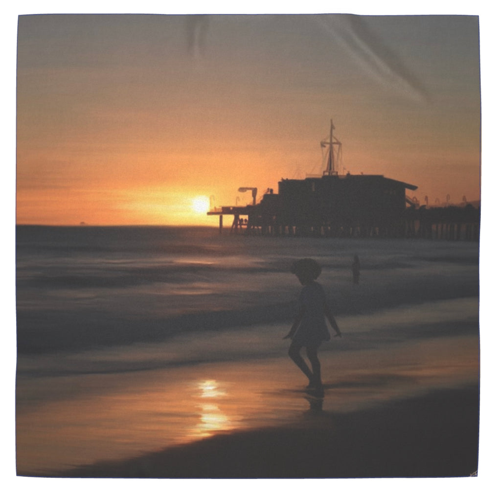 Silk Scarf Of A Girl Dancing On A Beach At Sunset