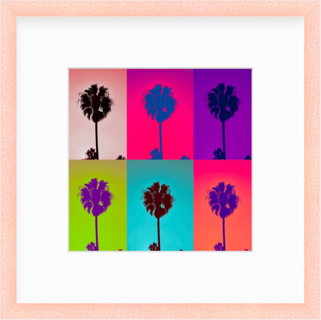Framed Picture Of A Palm Tree In Different Colors