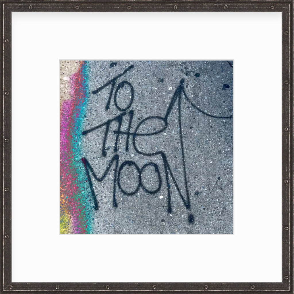 Framed Graffiti Artwork That Says To The Moon