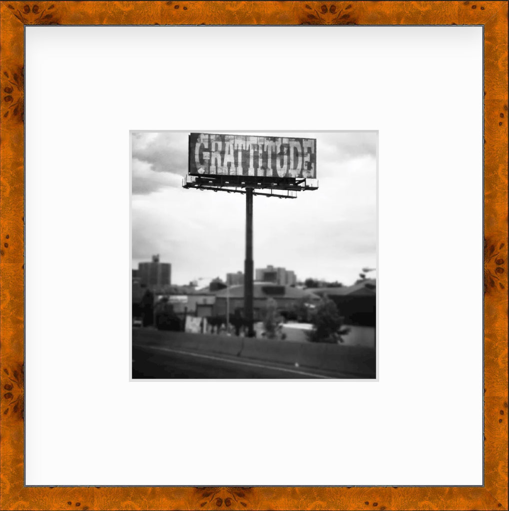 Framed Picture of A Billboard That Says Grattitude