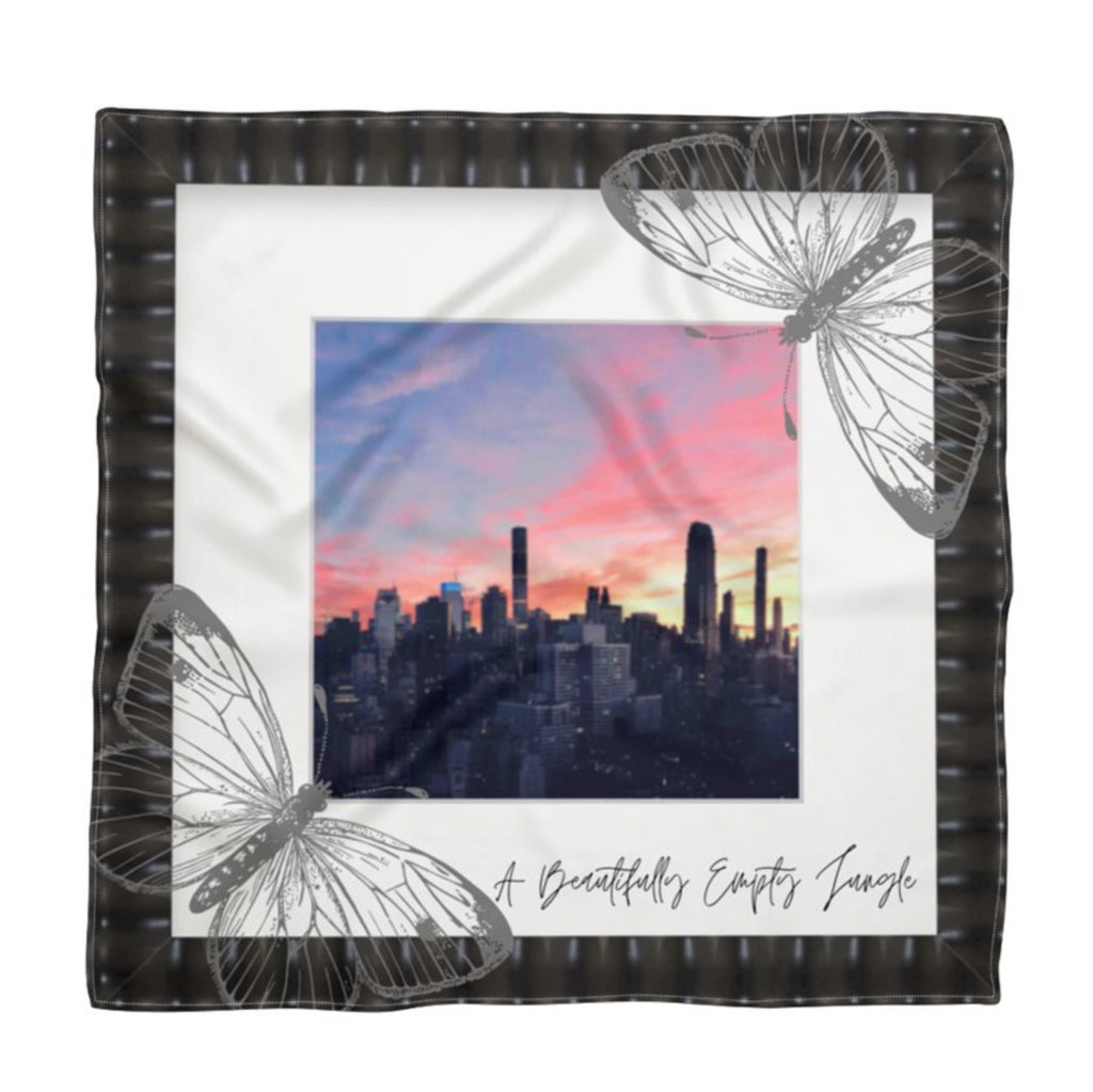 Silk Scarf Of A City Scape And Strawberry Sunset