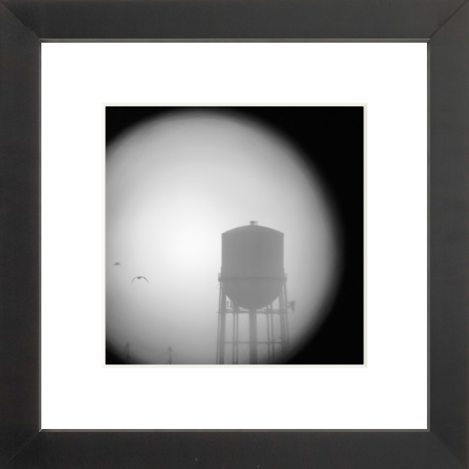 Framed Picture Of A Water Tower In Black And White