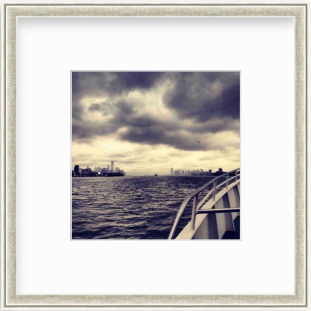 Framed Picture Of A Black And White Water City Skape View From A Boat
