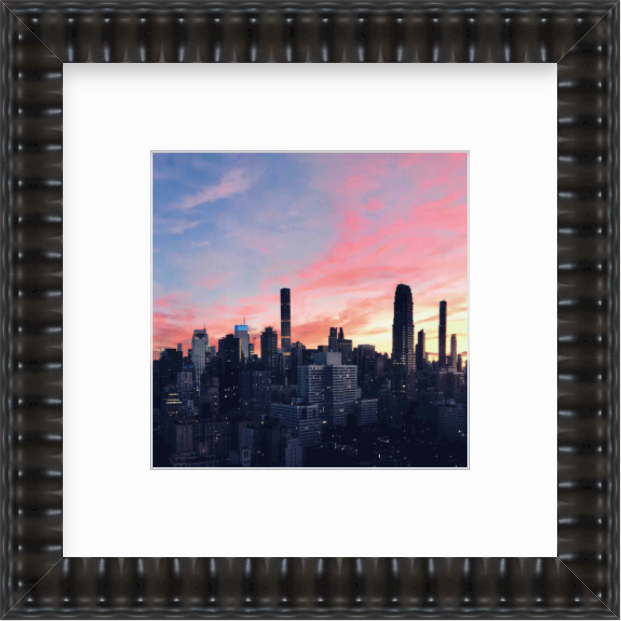 Framed Picture Of A City Scape And Strawberry Sunset